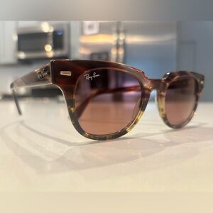 Ray-Ban Meteor Striped Havana Round Lens Sunglasses